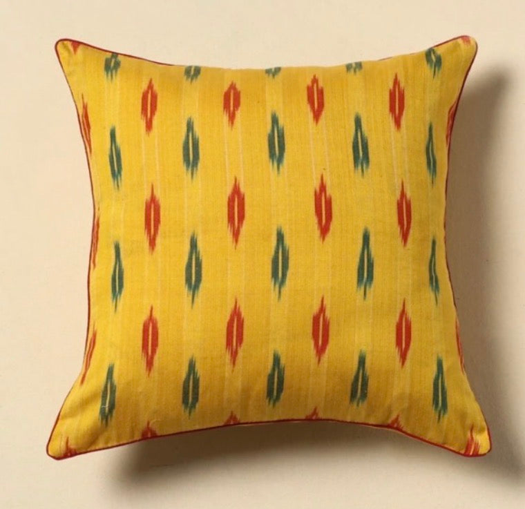 Pochampally Ikat Weave Indian Blockprint Cushion Cover