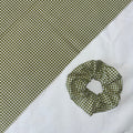 Sage Leaf Green and White Gingham Cotton Hair Scrunchie