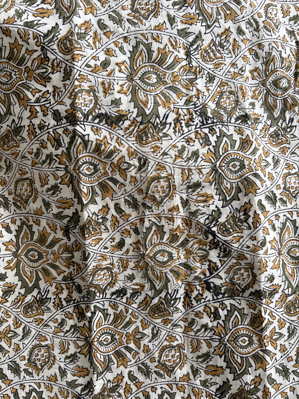 1 Metre Hand Block Printed Dye Geometric flower Pattern Fabric from Jaipur, India