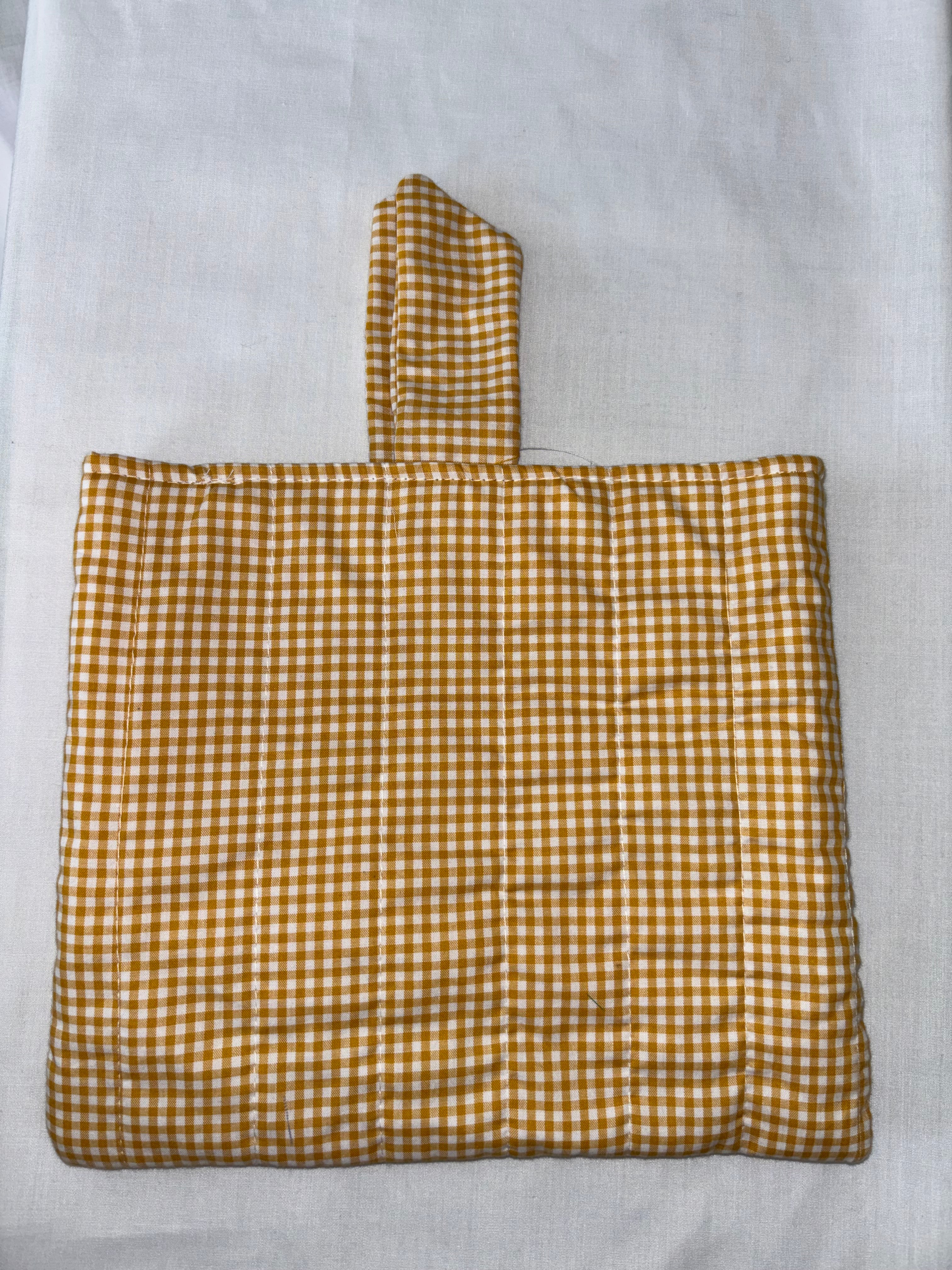 Mustard Sunshine Yellow and White Quilted Gingham Book Cover / Sleeve / Case