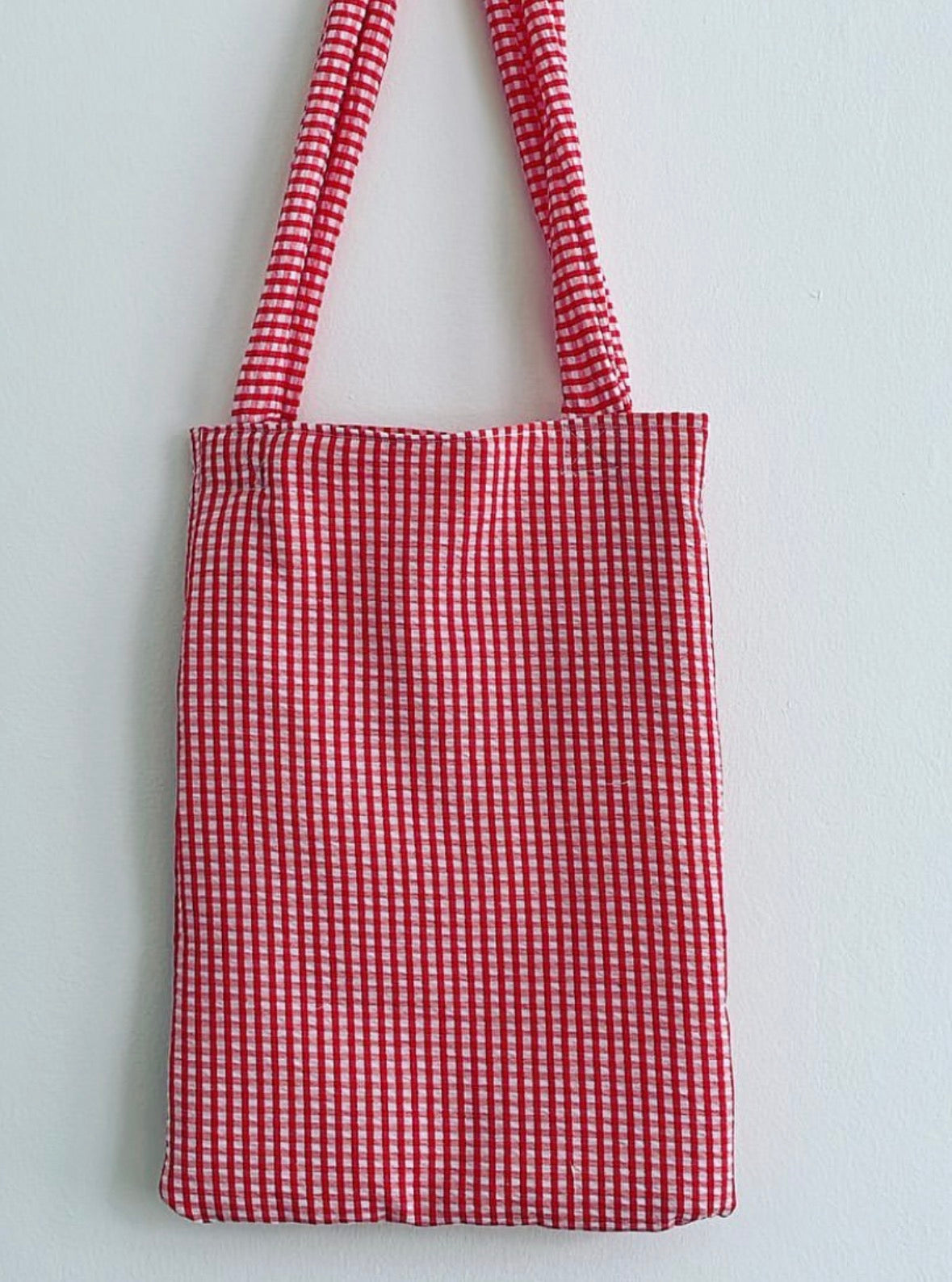 Red and White Gingham Tote Bag
