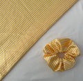 Yellow and white silk / satin hair scrunchie