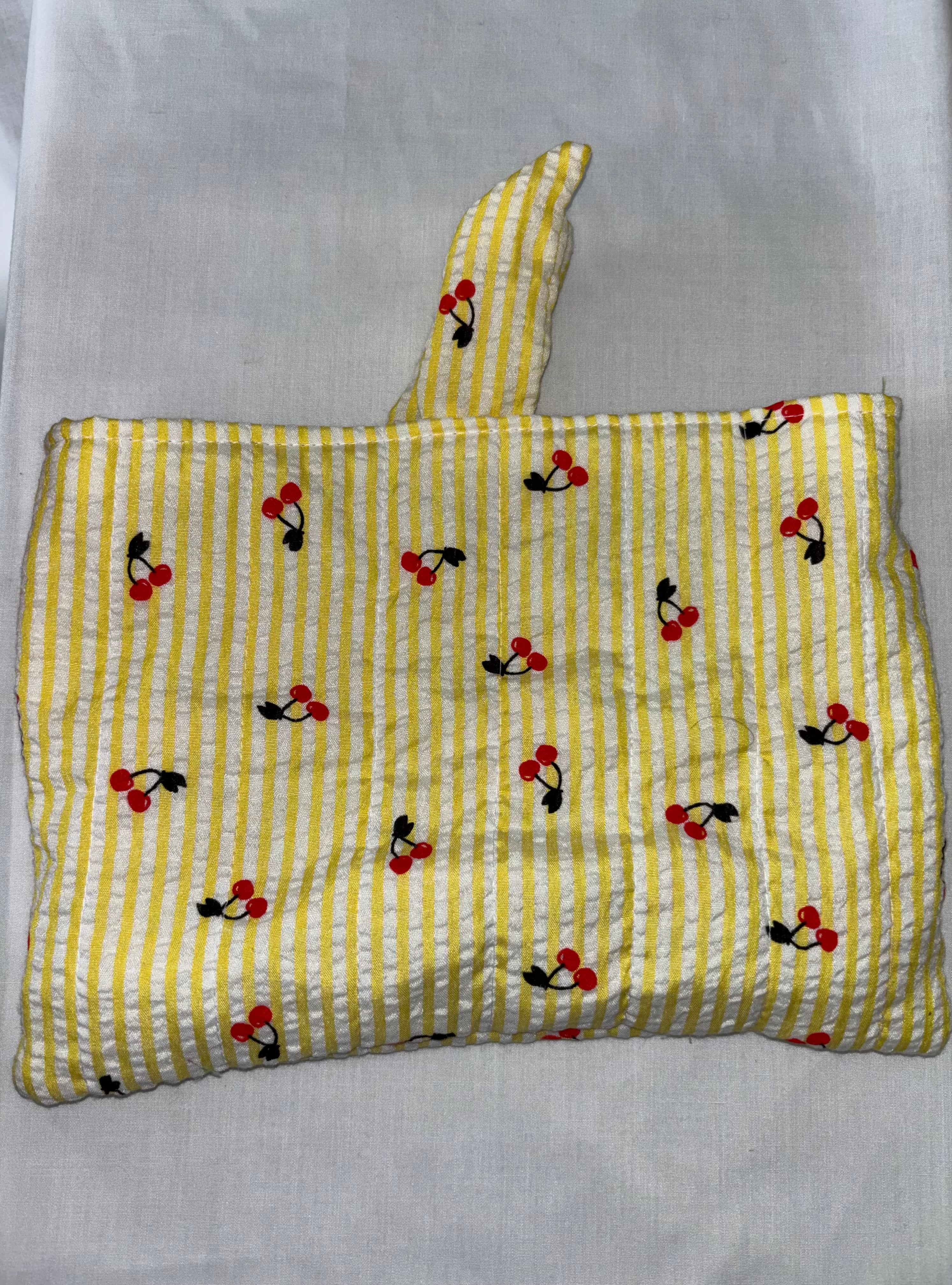 Yellow and White Stripe Cherry Book Cover / Sleeve / Case