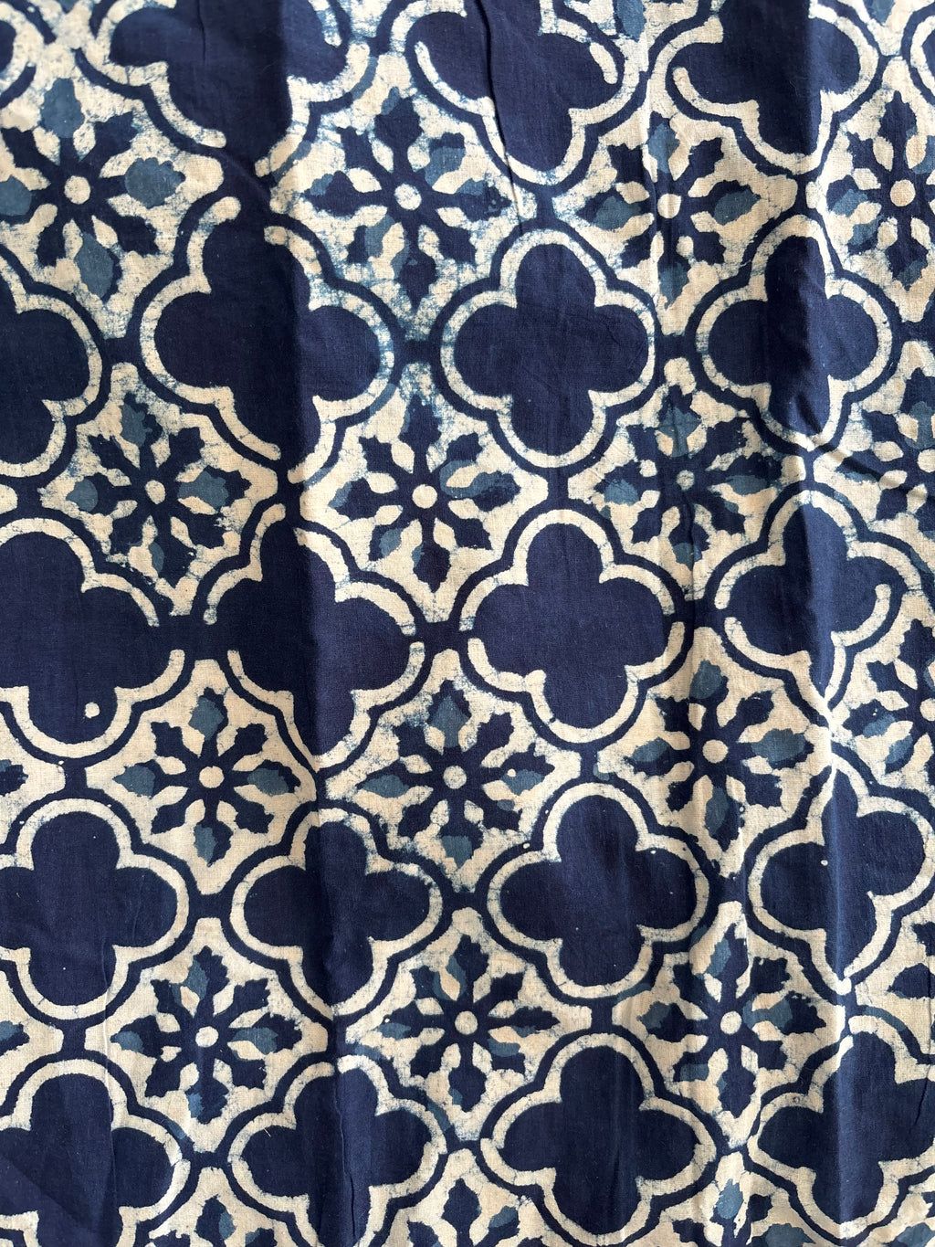 1 Metre Hand Block Printed Indigo Dye Geometric Pattern Fabric from Jaipur, India