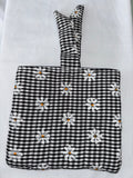 Black & White Daisy Flower Gingham Book Cover / Case / Sleeve