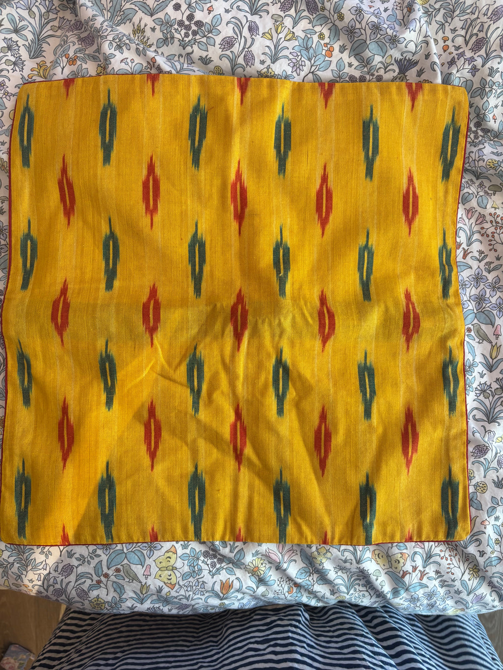 Pochampally Ikat Weave Indian Blockprint Cushion Cover