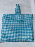 Turquoise Aqua Blue and White Quilted Gingham Book Cover / Sleeve / Case