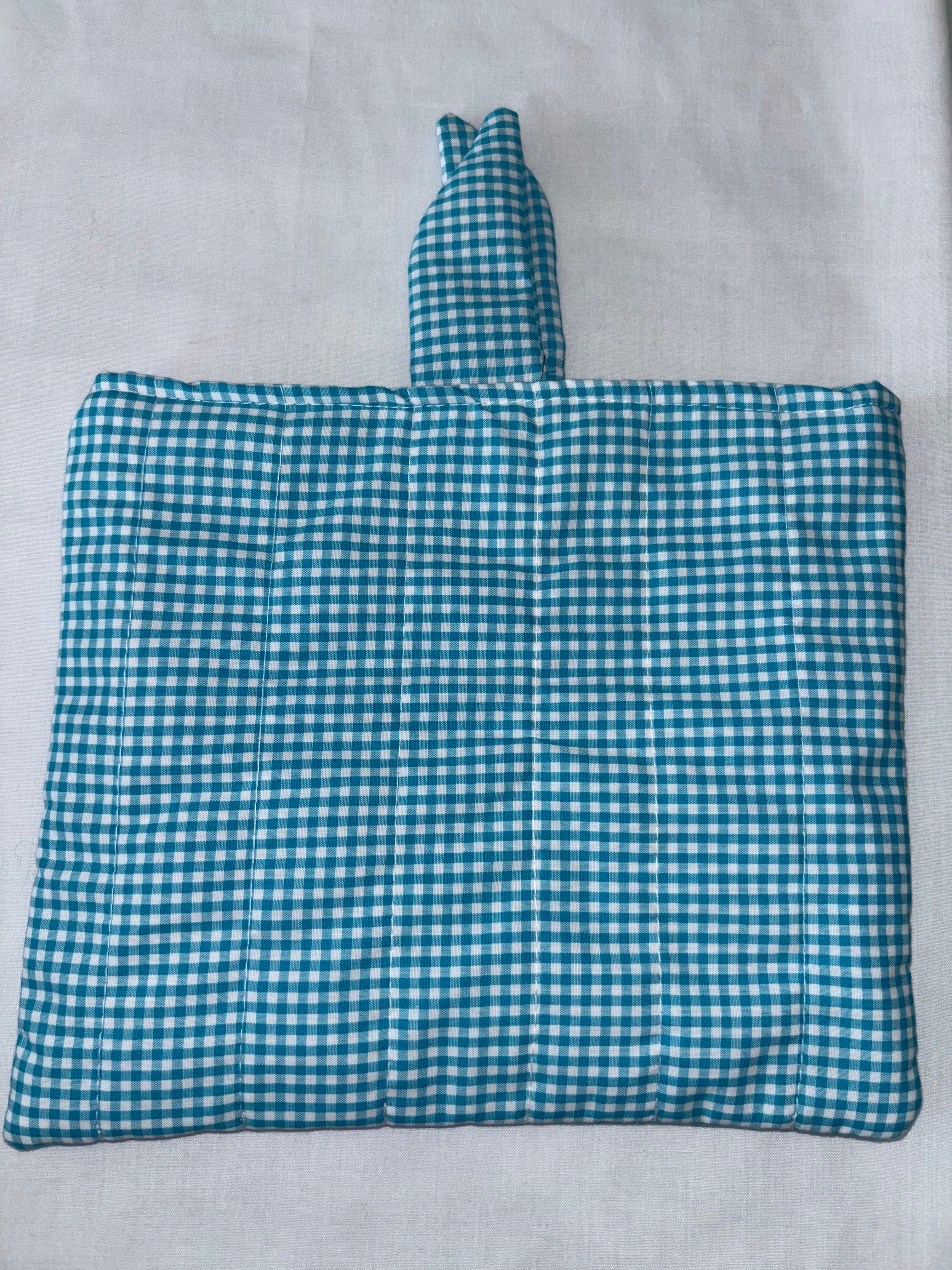Turquoise Aqua Blue and White Quilted Gingham Book Cover / Sleeve / Case