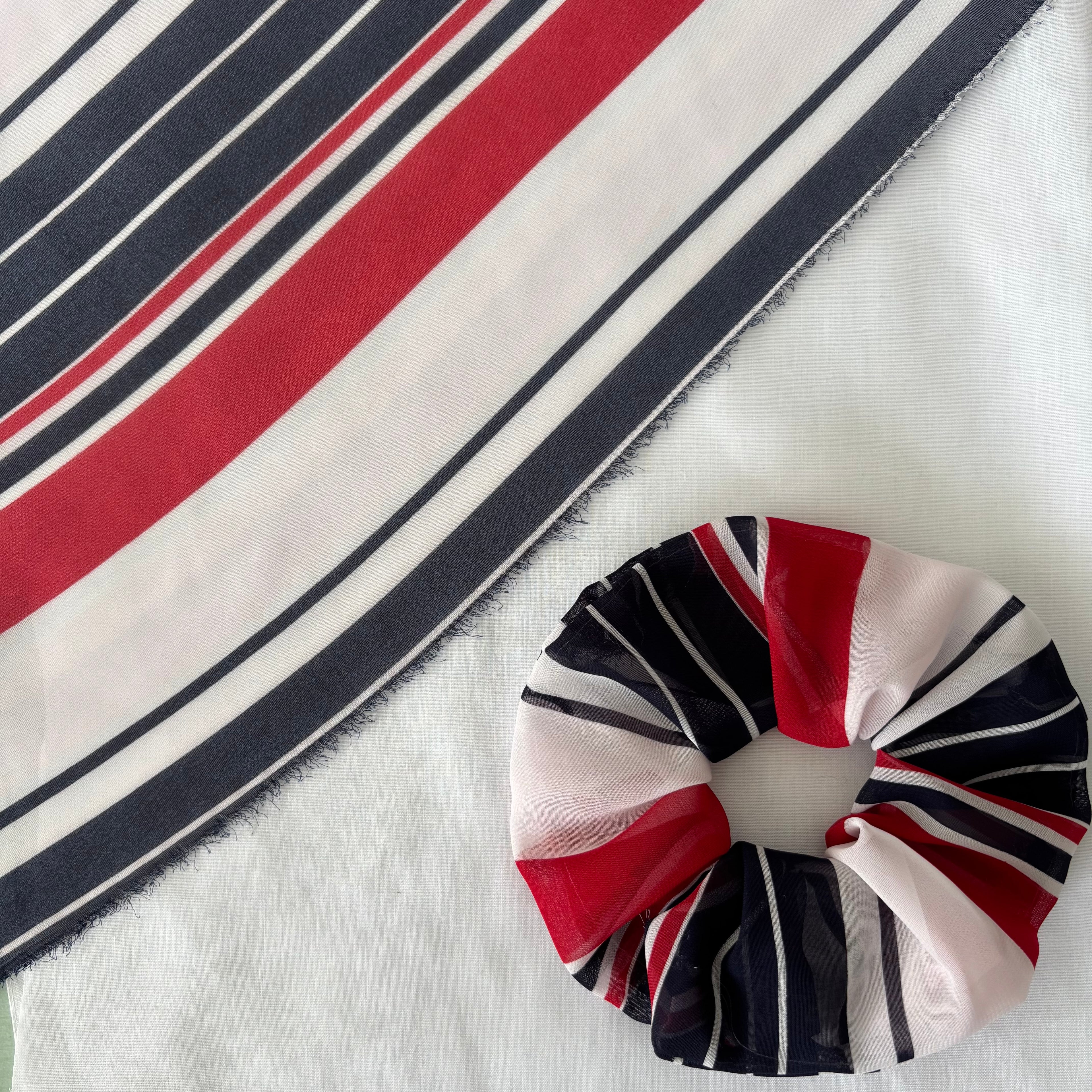 Red, White & Blue Striped Hair Scrunchie