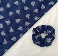 Blue and White Feather Hair Scrunchie