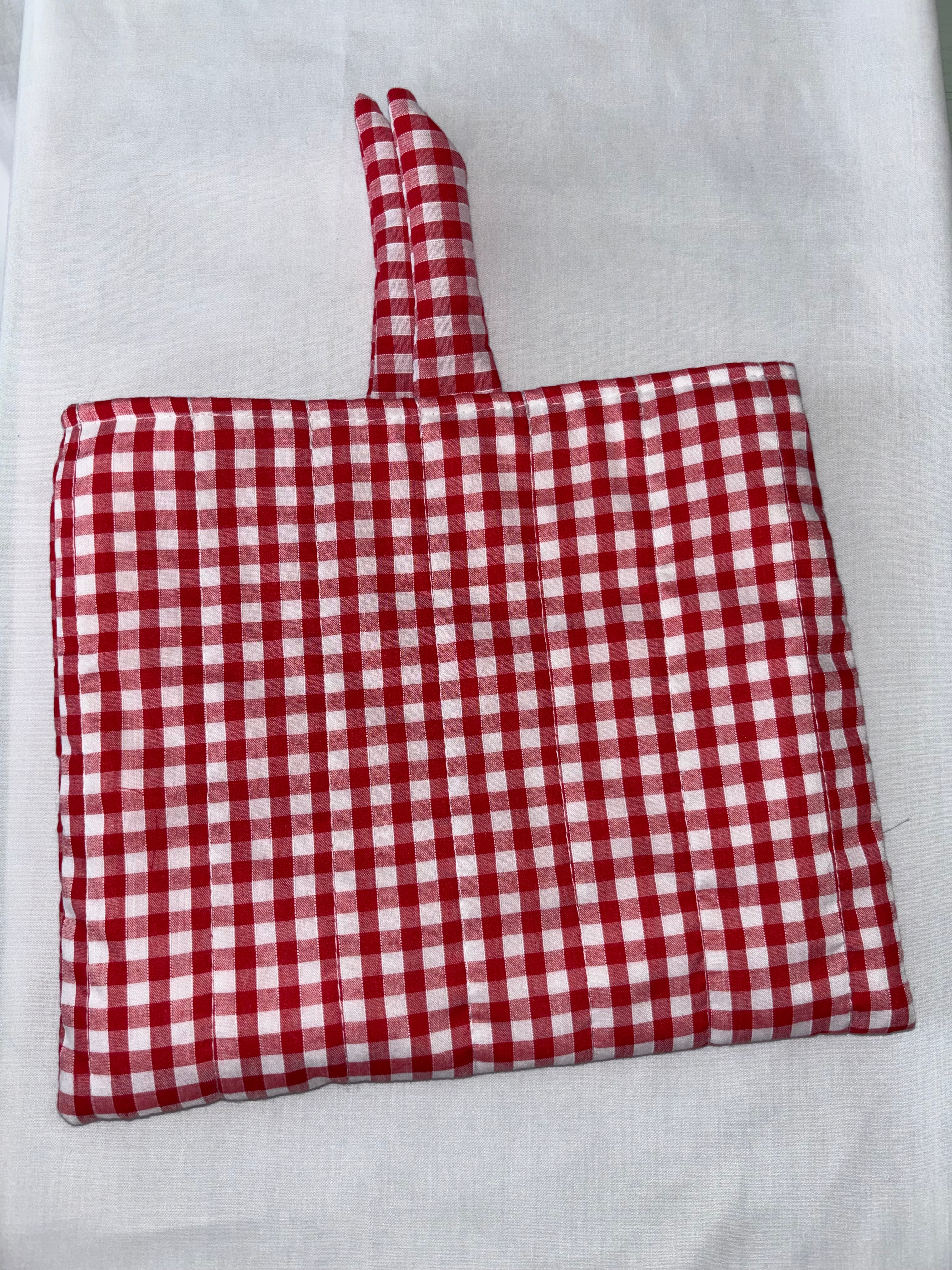 Red and White Quilted Gingham Book Cover / Sleeve / Case