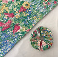 Green Multicoloured Abstract Flower Hair Scrunchie