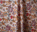1m White Flower Sanganeri Hand Block Printed Cotton Fabric from Jaipur