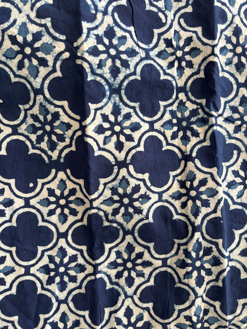 1 Metre Hand Block Printed Indigo Dye Geometric Pattern Fabric from Jaipur, India