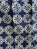 1 Metre Hand Block Printed Indigo Dye Geometric Pattern Fabric from Jaipur, India