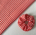 Orange and White Gingham Hair Scrunchie