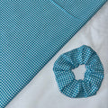 Aqua Turquoise Blue White Hair Scrunchie