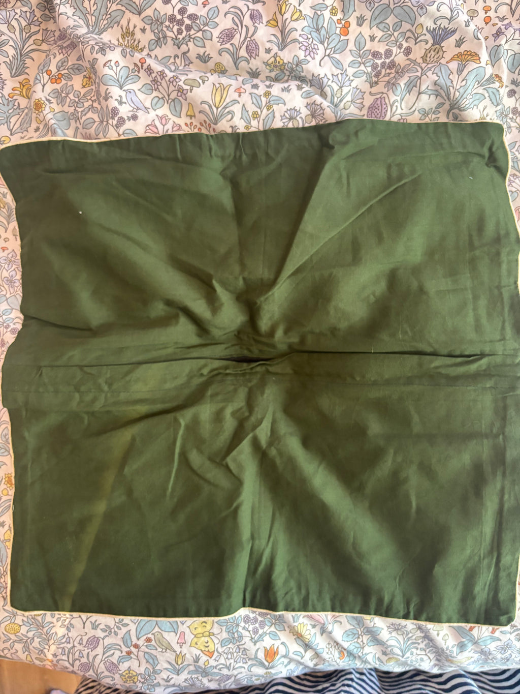 Green Handcrafted Indian Batik Printed Cushion Cover