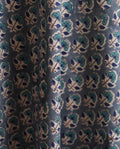 1m Blue Flower Sanganeri Hand Block Printed Cotton Fabric from Jaipur