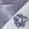 Purple and black striped silk / satin hair scrunchie