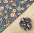 Blue Retro Rose Hair Scrunchie