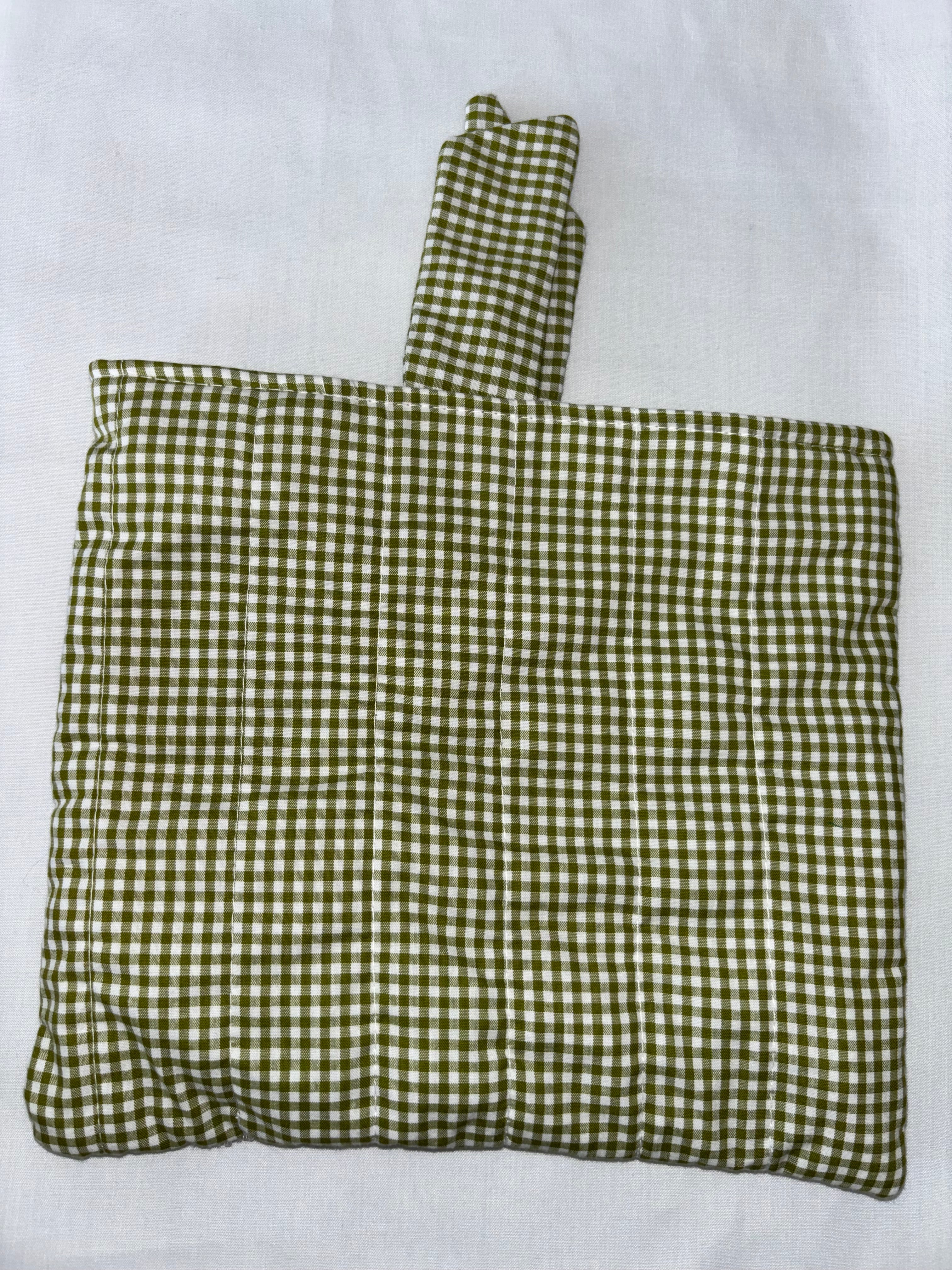 Sage Green and White Quilted Gingham Book Cover / Sleeve / Case