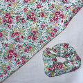 White Multicoloured Vintage Flower Scrunchie