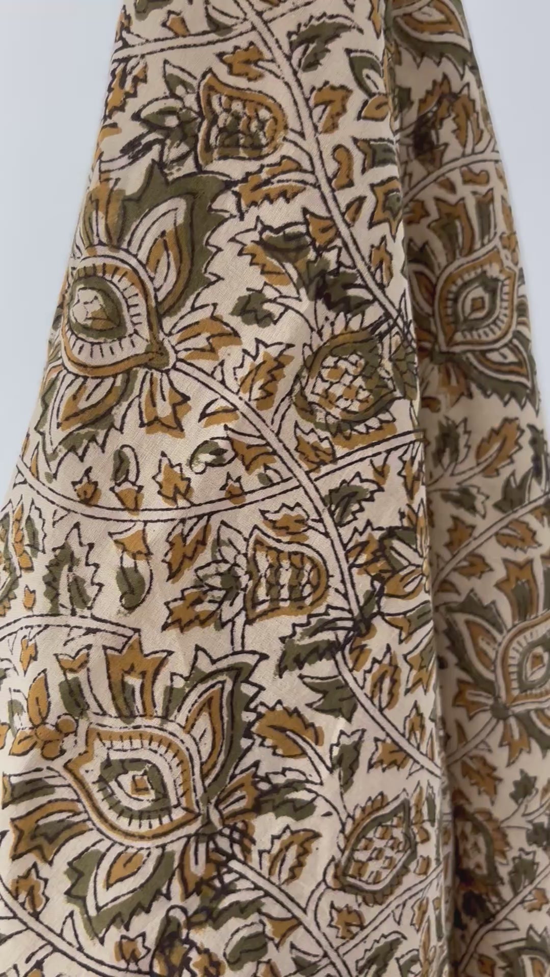 1 Metre Hand Block Printed Dye Geometric flower Pattern Fabric from Jaipur, India