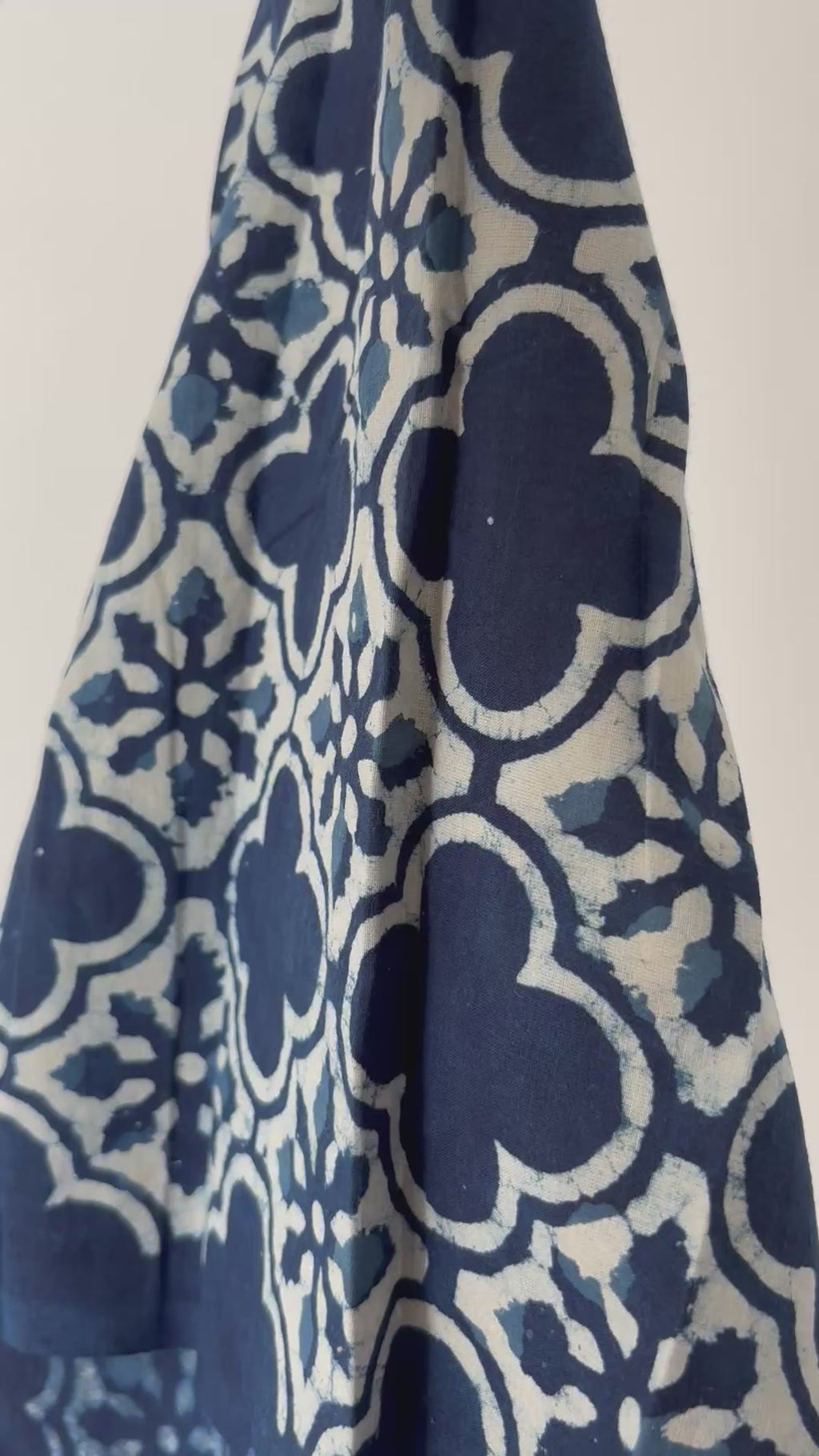 1 Metre Hand Block Printed Indigo Dye Geometric Pattern Fabric from Jaipur, India